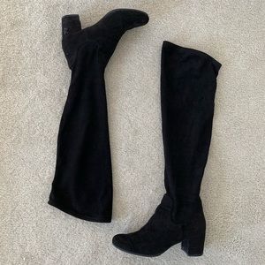 H&M Black Faux Suede Over the Knee Boots 9.5